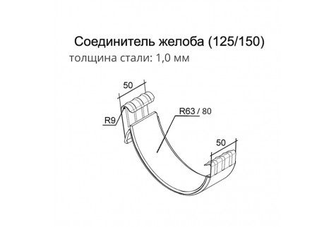 Соединение желоба Grand Line металлическое d125 мм белый RAL 9003