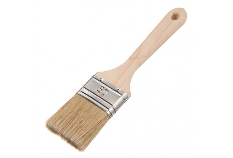 Кисть плоская натуральная щетина Wenzo Wood 50х15 мм для эмалей и лаков на алкидной основе