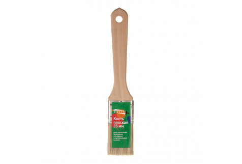 Кисть плоская натуральная щетина Wenzo Wood 35х15 мм для эмалей и лаков на алкидной основе