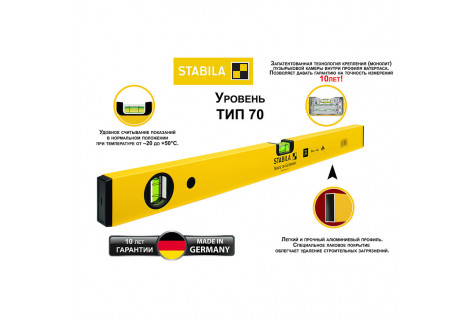 Уровень STABILA 70 100 см 2 глазка