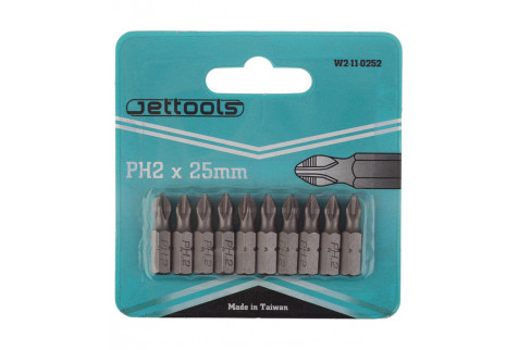 Бита Jettools (W2-11-0252) PH2 магнитная 25 мм (10 шт.)