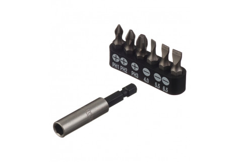 Набор бит Jettools (W-0407) PH/ SL 25 мм с адаптером (6 шт.)