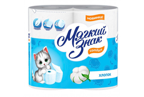 Бумага туалетная Мягкий знак Comfort двухслойная 4 рулона