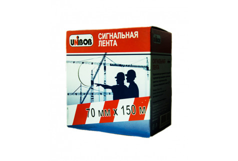Лента сигнальная Unibob красно-белые полоски 70 мм 150 м