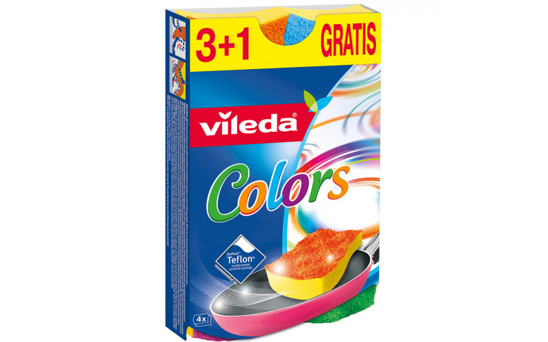 Губка для мытья посуды 60х20х110 мм Vileda Colors (4 шт.)