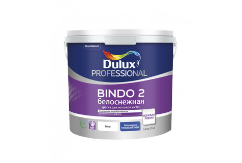 Краска водно-дисперсионная для потолка Dulux Bindo 2 белая 2,5 л