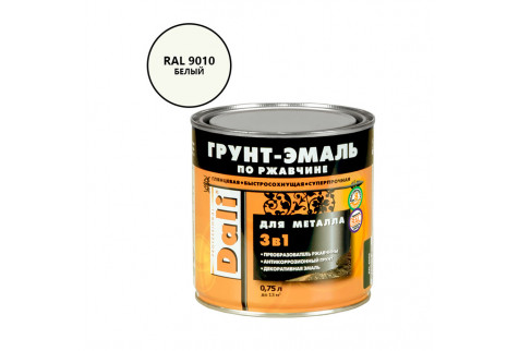 Грунт-эмаль по ржавчине 3в1 Dali гладкая глянцевая белый RAL 9010 0,75 л