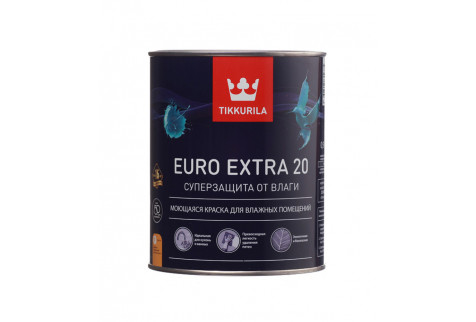 Краска водно-дисперсионная Tikkurila Euro Extra 20 моющаяся белая основа А 0,9 л