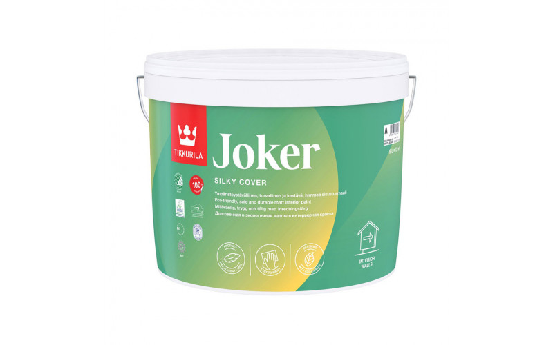 Краска водно-дисперсионная Tikkurila Joker моющаяся белая основа А 9 л