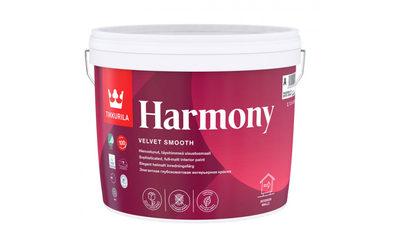 Краска водно-дисперсионная Tikkurila Harmony моющаяся белая основа А 2,7 л