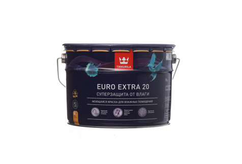 Краска водно-дисперсионная Tikkurila Euro Extra 20 моющаяся белая основа А 9 л