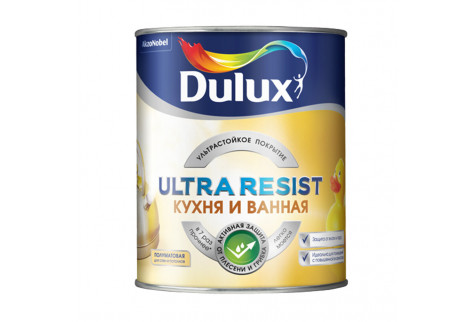 Краска водно-дисперсионная Dulux Ultra Resist кухня и ванная моющаяся полуматовая белая основа BW 1 л