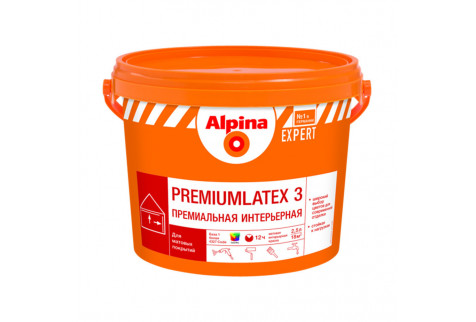 Краска водно-дисперсионная для внутренних работ Alpina EXPERT Premiumlatex 3 белая база 1 2,5 л