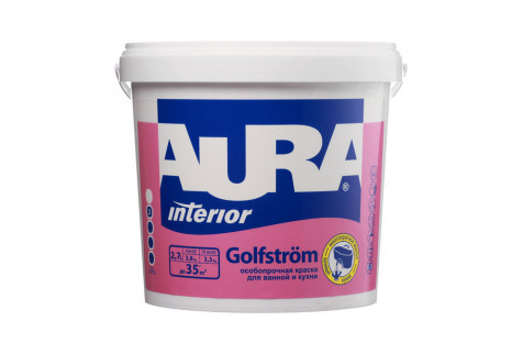 Краска водно-дисперсионная Aura Interior Golfstrom особопрочная для ванной и кухни моющаяся белая основа А 2,7