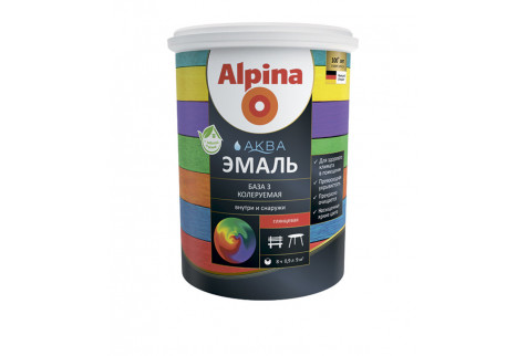 Эмаль акриловая Alpina Аква Эмаль глянцевая база 3/0,9 л