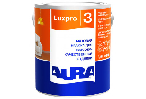 Краска водно-дисперсионная Aura LuxPro 3 влагостойкая белая основа А 2,5 л