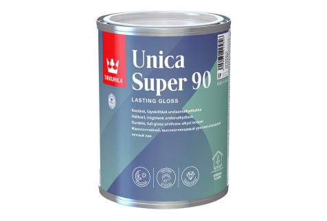 Лак алкидно-уретановый яхтный Tikkurila Unica Super 90 основа EP бесцветный 0,9 л высокоглянцевый