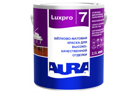 Краска водно-дисперсионная Aura LuxPro 7 моющаяся белая база А 2,5 л