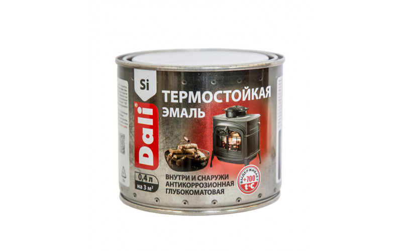 Эмаль Dali термостойкая серебро 0,4 л