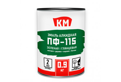 Эмаль ПФ-115 КМ зеленая глянцевая 0,9 кг