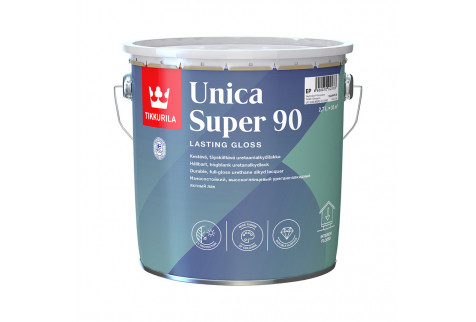 Лак алкидно-уретановый яхтный Tikkurila Unica Super 90 основа EP бесцветный 2,7 л высокоглянцевый