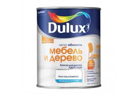 Краска Dulux Мебель и Дерево бесцветная основа BC 0,75л