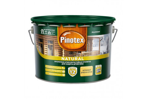 Антисептик Pinotex Natural декоративный для дерева древесно-желтый 9 л