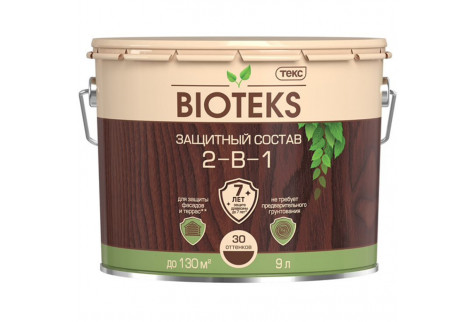 Антисептик Текс Bioteks 2-в-1 декоративный для дерева махагон 9 л