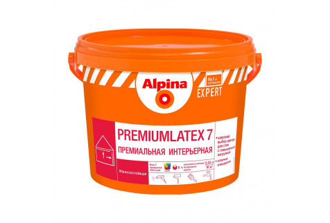 Краска водно-дисперсионная для внутренних работ Alpina EXPERT Premiumlatex 7 бесцветная база 3 2,35 л