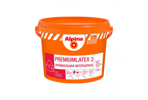 Краска водно-дисперсионная для внутренних работ Alpina EXPERT Premiumlatex 3 бесцветная база 3 2,35 л