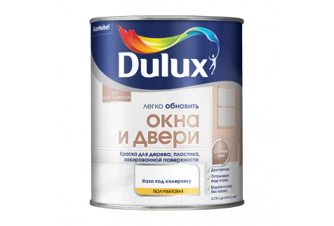 Краска Dulux Окна и Двери бесцветная основа BC 0,75 л