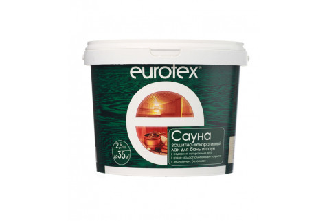 Лак Eurotex Сауна для бань и саун акриловый бесцветный 2,5 кг