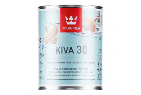 Лак акрилатный Tikkurila Kiva 30 основа EP бесцветный 0,9 л полуматовый