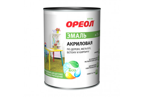 Эмаль акриловая ОРЕОЛ глянцевая белая 0,9 кг