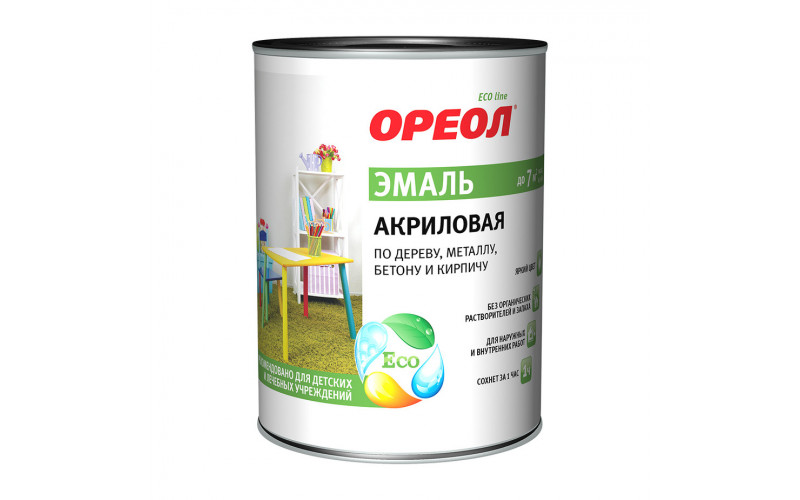 Эмаль акриловая ОРЕОЛ глянцевая белая 0,9 кг