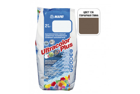 Затирка Mapei Ultracolor Plus 136 гончарная глина 2 кг